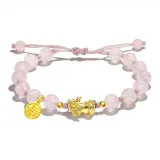Подвеска с иероглифом "Fu" Браслет с китайскими благословляющими животными [Розовый]