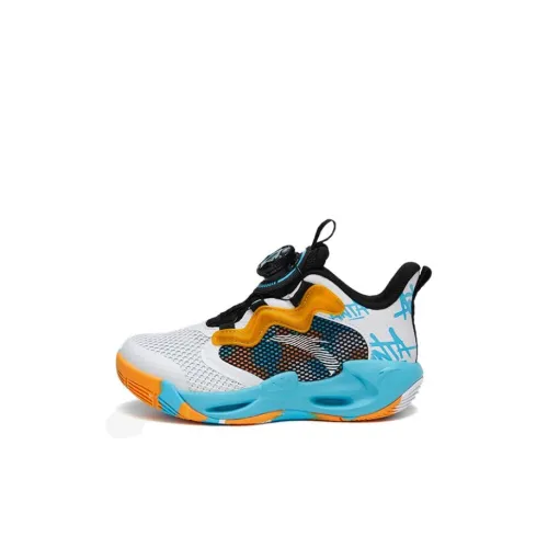 Antakids WIND TUNNEL Устойчивый к истиранию Дышащий MID Баскетбольные кроссовки Черный Озеро Вода Синий