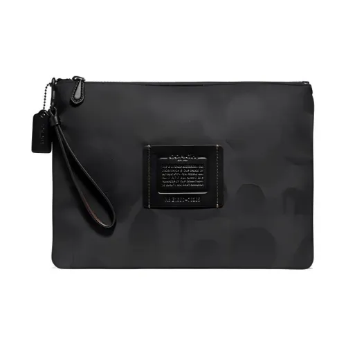 COACH Pouch BEAST Камуфляжный принт Ткань Клатч Большой Мужской Черный