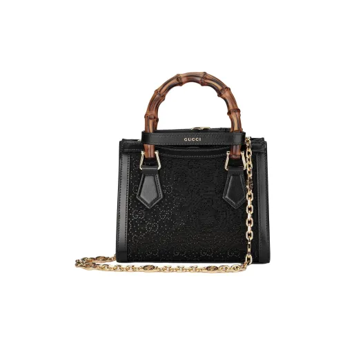 GUCCI Diana Cloud Pattern Ткань Сумка-тоут Сумка для покупок Сумка через плечо Мини Сумка Женская Черная