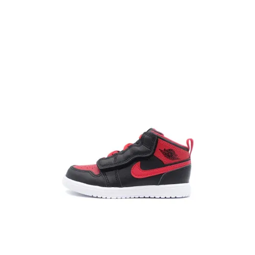 Детский Jordan Air Jordan 1 MID Alt 'Bred Toe' Нижняя юбка Устойчивая к истиранию MID Топ Обувь для младенцев и малышей Черно-красный