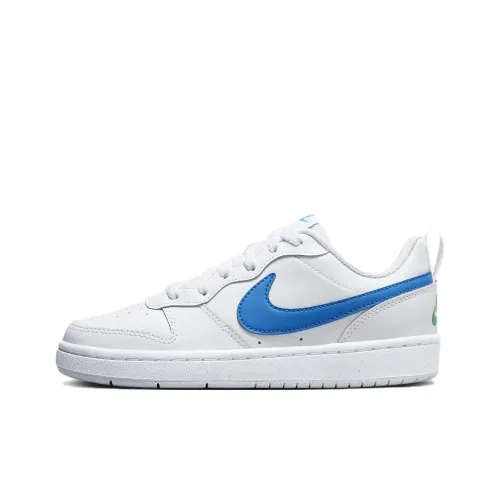 Nike Court Borough 2 Low 2 Slip Resistant Abrasion Resistant Дышащий Низкий Топ Детские Скейтбординг Белый Синий
