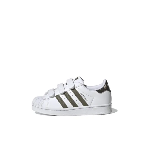 Adidas Originals SUPERSTAR Low Топ Кроссовки для скейтбординга Бело-зеленый Детские Возраст 3-7 лет