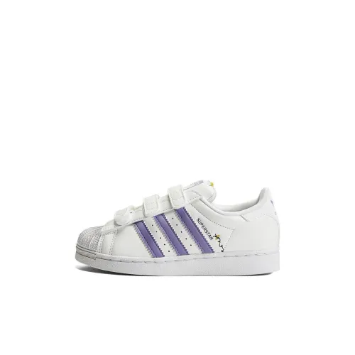 Adidas Originals SUPERSTAR Slip-resistant Abrasion-resistant Low Top Детские Скейтбординг Белый Фиолетовый