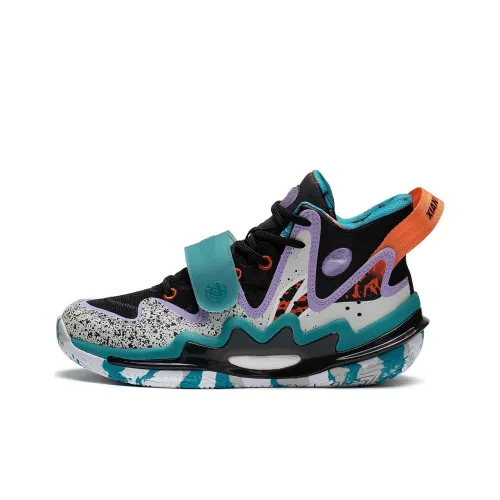 LINING YOUNG MID Топ Детские Баскетбольные Кроссовки Черный Серый Подростки