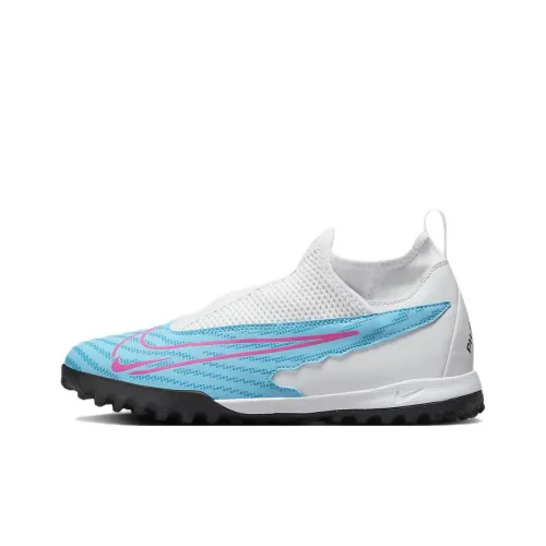 Nike Phantom GX Academy DYNAMIC Форма TF GS Противоскользящий Амортизация MID Топ Детские футбольные бутсы Белый Синий