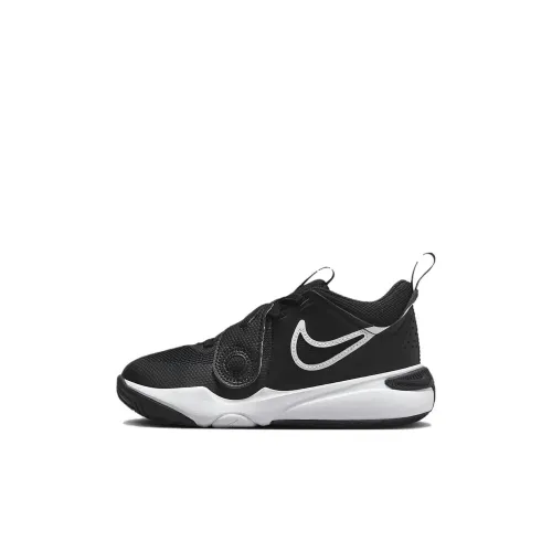 Nike Team Hustle D 11 BP Slip-resistant Anti KICK Low Top Детские Баскетбольные кроссовки Черный Белый