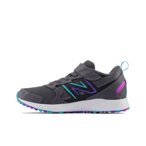 New Balance NB Свежий Пена Series 650 Bungee Кружево с Топ Ремень Низкий Топ Детские беговые кроссовки Серый Черный Подростки