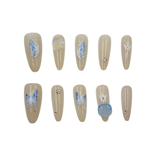 MAXFINE Coquette Butterfly False Nail Tapered Long French 10 шт набор 30MM