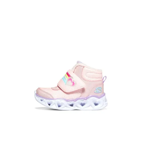 Skechers Heart Lights Устойчивая к истиранию Обувь с высоким верхом для младенцев и малышей Розовая Белая Infant и Toddler