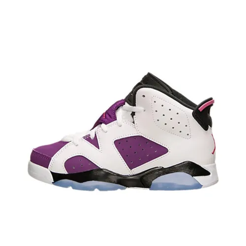 Jordan Air Jordan 6 Ретро Противоскользящие Анти-KICK Амортизация Высокие Детские Баскетбольные Кроссовки Белые Подростковые