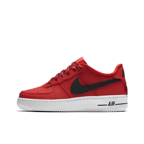 Nike Air FORCE 1 LV8 Slip-resistant Abrasion-resistant Low Top Детские Скейтбординги Красный Черный Подростки