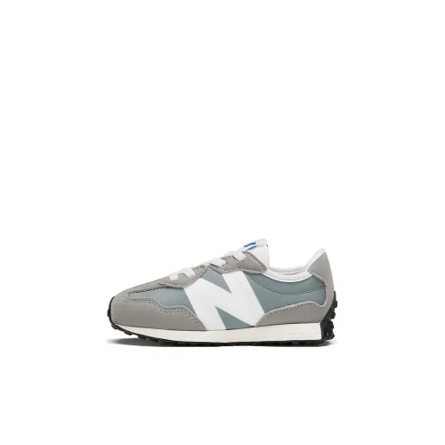 New Balance NB 327 Устойчивый к истиранию Дышащий Низкий Топ Беговые кроссовки Серый Зеленый Для малышей и детей дошкольного возраста