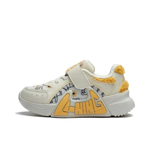 Disney x LiNing Амортизация Износостойкий Низкий Топ Детские Лайфстайл Обувь Белый Желтый Подростки
