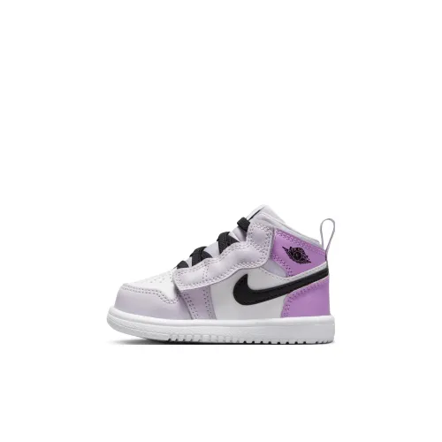 Jordan Air Jordan 1 MID TD Устойчивый к истиранию MID Топ Обувь для малышей Белый фиолетовый Infant And Toddler