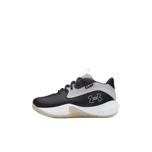 Under Armour Lockdown 7 Slip-Resistant Abrasion-Resistant Low Top Children's Basketball Shoes Black Gray Infant