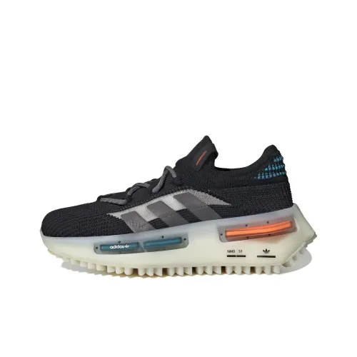 Adidas Originals NMD S1 Амортизация Износостойкий Низкий Топ KIDS Лайфстайл Обувь Черный Белый