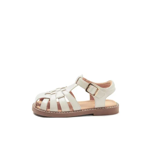 Snoffy Износостойкие противоскользящие детские сандалии белого желтого коричневого и черного цвета