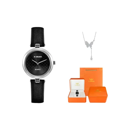 X Шестерня Минималистский стиль Роскошь Fashion Versatile Часы Кварцевый механизм Корова Кожа Ремешок Часы Женские часы Черный циферблат