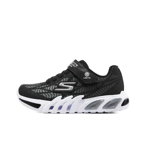 Skechers Flex Светящийся Elite Anti KICK Амортизация Детские Лайфстайл Обувь Черный Белый Подростки