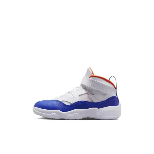 Jordan Jumpman Два Trey Устойчивые к истиранию Высокие Баскетбольные Кроссовки для Детей Белый Синий для Дети Возрастом 3-7 Лет