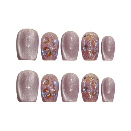 Yun Yue Joe Мягкий фиолетовый Pure Desire Таро фиолетовый Розовый Блестки Мелкие блестки False Nail Короткий LADDER Розово-фиолетовый Smudge 15mm
