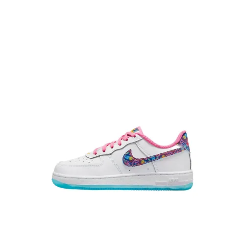 Nike Air FORCE 1 Asw BP Slip-resistant Low Top Детские Скейтбординги Белый Розовый Синий для детей 3-7 лет