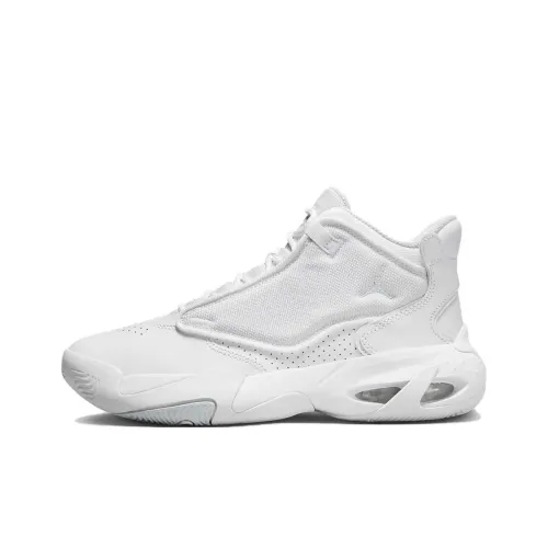 Jordan Max Aura 4 GS Противоскользящие Анти-KICK MID Баскетбольные кроссовки для детей Белые Подростковые