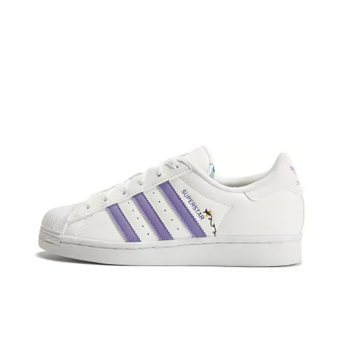 Adidas Originals SUPERSTAR Slip-resistant Abrasion-resistant Low Top Детские Скейтбординг Белый Фиолетовый