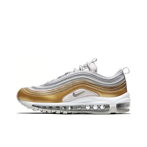 Nike Air Max 97 Low Беговые кроссовки Топ Женские Белые Золотые