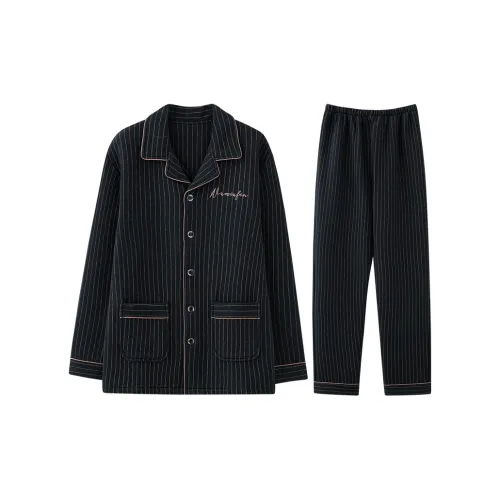 Lan Miao Пижамный комплект Мужской Темно-синий