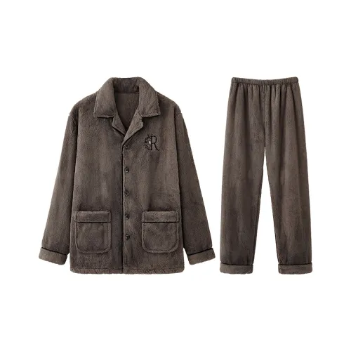 Lan Miao Пижамный комплект Мужской Кофейный