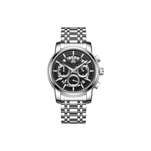 PEAK Кварцевый механизм ремешок из нержавеющей стали черный циферблат мужские часы