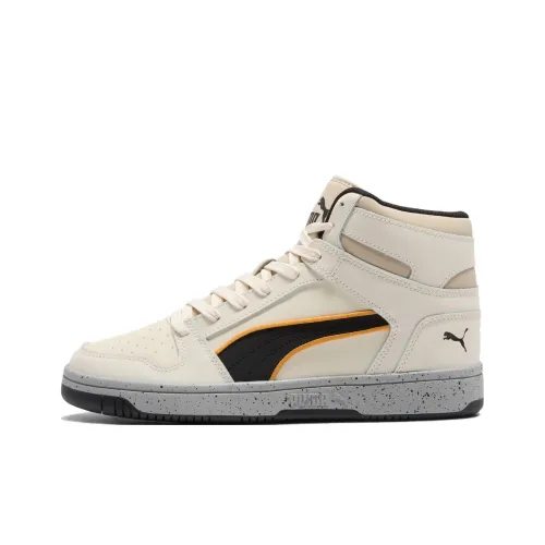 PUMA Rebound Layup Амортизация Устойчивость к истиранию Поддержка Высокий Топ Баскетбольные кроссовки Унисекс Бежевый