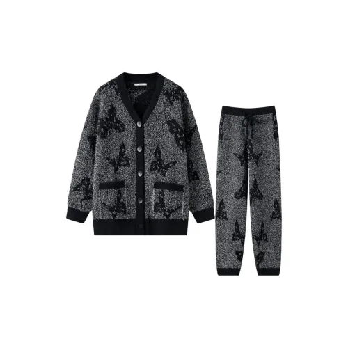 MEITENG Пижамный комплект женский черный серый