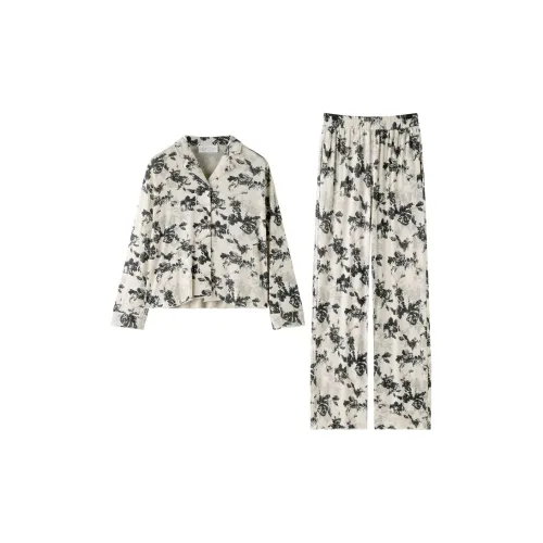 Meonsill Абрикосный+черный Серый C55340 Женские Пижамные комплекты