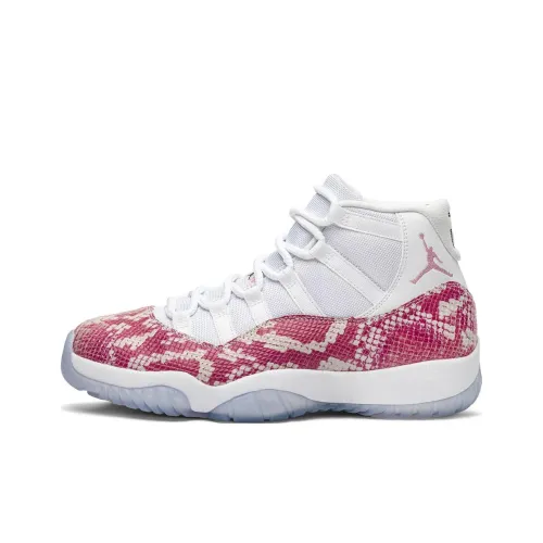 Jordan Air Jordan 11 Ретро Амортизация Износостойкий MID Топ Винтажные баскетбольные кроссовки Унисекс Белый Розовый