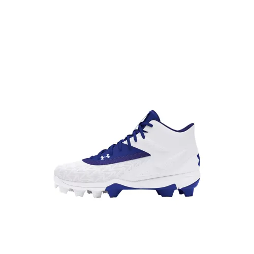 Under Armour Leadoff Slip-Resistant Abrasion-Resistant MID Топ Детские Тренировочные Кроссовки Белый Синий Детский