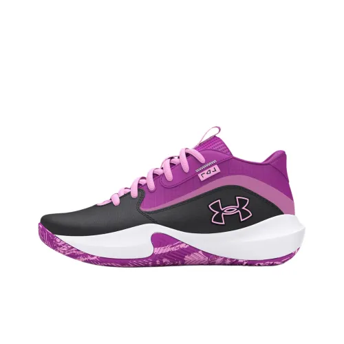 Under Armour Lockdown 7 Устойчивый к истиранию MID Топ Детские Баскетбольные Кроссовки Черный Фиолетовый Подростки
