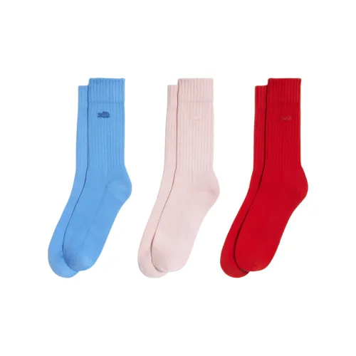 LACOSTE 3 пачки красных + розовых + синих мужских носков MID до икры