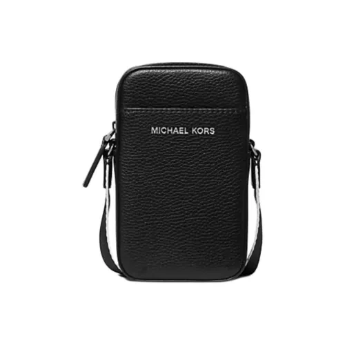 MICHAEL KORS MK Cooper Litchi Grain Leather Crossbody Men's Phone Case Black