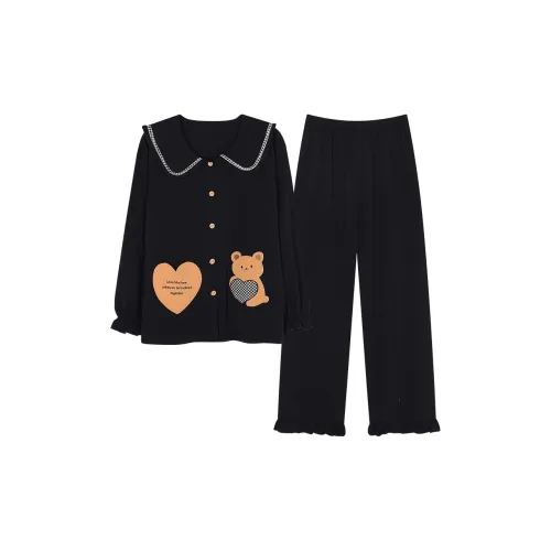 Montagut Pajama Комплект Осенний Женский 2 Штуки Черный