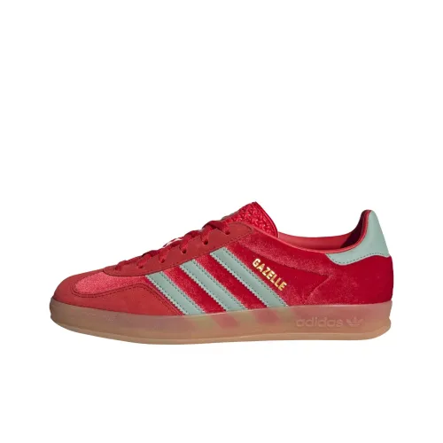 Adidas Originals Gazelle Abrasion Resistant Низкие Кроссовки для скейтбординга Унисекс Красный и Циановый