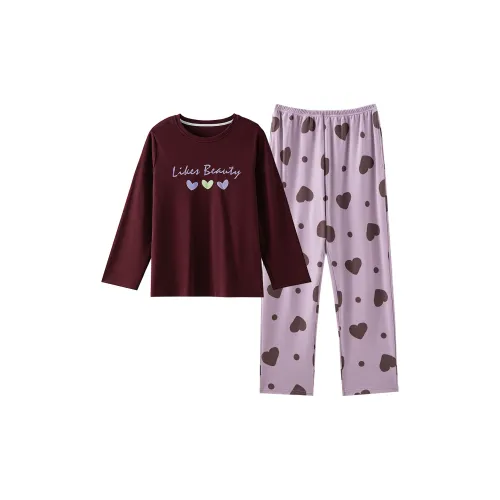 Montagut Pajama Осенний Комплект Женские 2 Пачка Фуксия