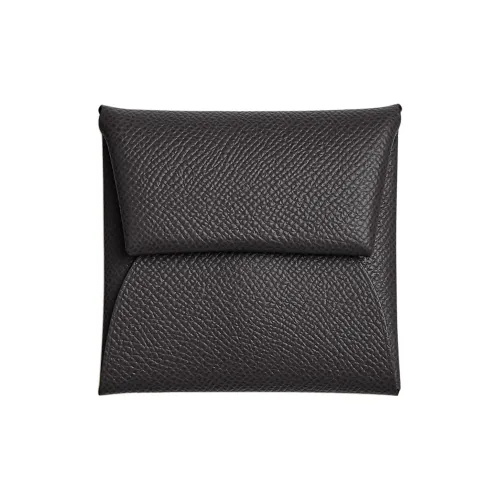 HERMES Bastia Epsom Телячья кожа Монета Кошелек Кошелек Женские 85 Ardoise Темно-сланцево-серый