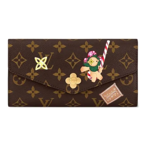 LOUIS VUITTON Кожаный кошелек с отделкой женский коричневый и красный