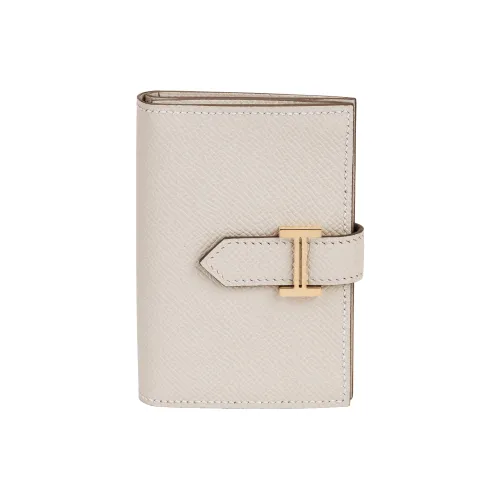 HERMES Bearn Epsom Телячья кожа Кошелек Мини Унисекс 10 Craie Milkshake Белый