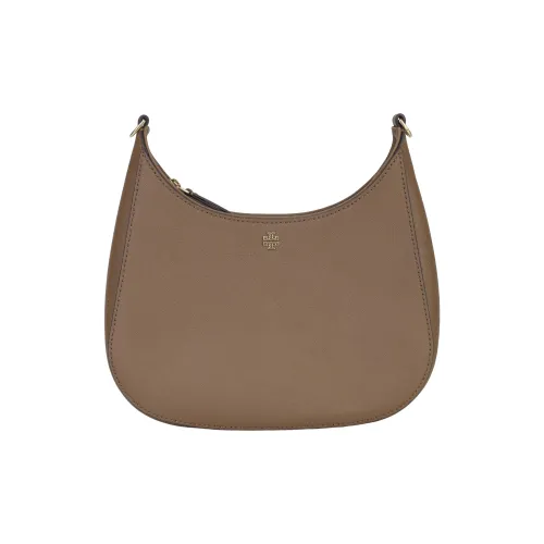 TORY BURCH Emerson Текстурированная сумка из коровьей кожи в форме полумесяца плечевая сумка большая женская коричневая