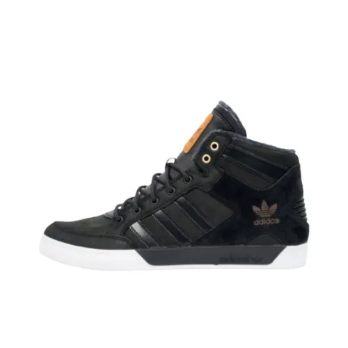 Adidas Originals Hardcourt Slip-resistant Abrasion-resistant High Top Skateboard Shoes Men's Black Adidas Originals Hardcourt Противоскользящие Износостойкие Высокие Кроссовки для скейтбординга Мужские Черные