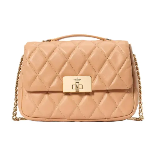 Kate Spade Гладкий Quilted Кожа Через плечо Одно плечо Сумка Маленький Женские Подъемный Муссовый бежевый